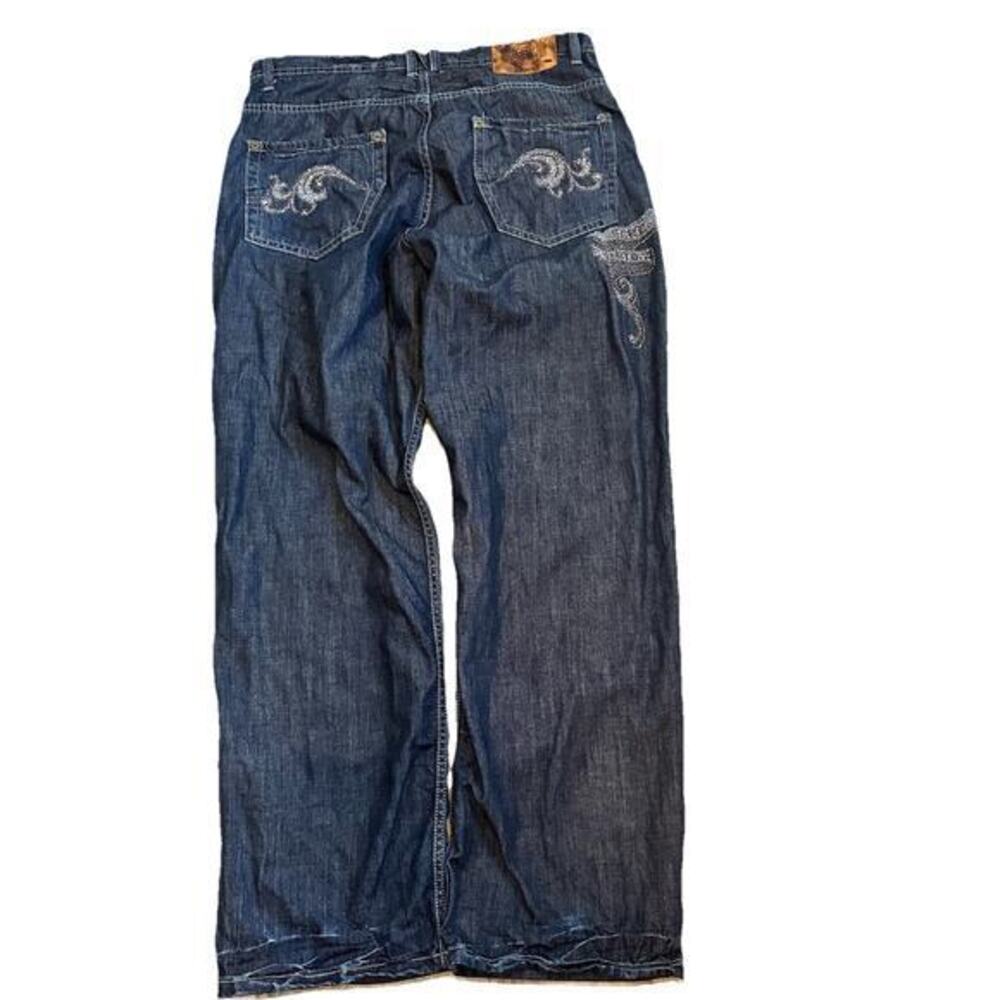 VTG Ecko Unltd. Jeans Size 36X31.5 Y2K Embroidered Blue‎ Denim Skater Hip-Hop